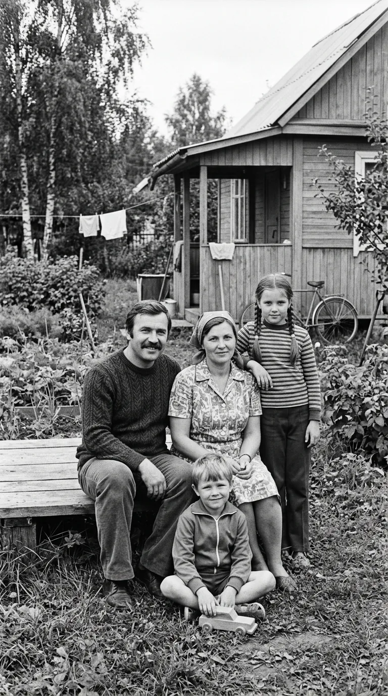 Чёрно-белая семейная фотография